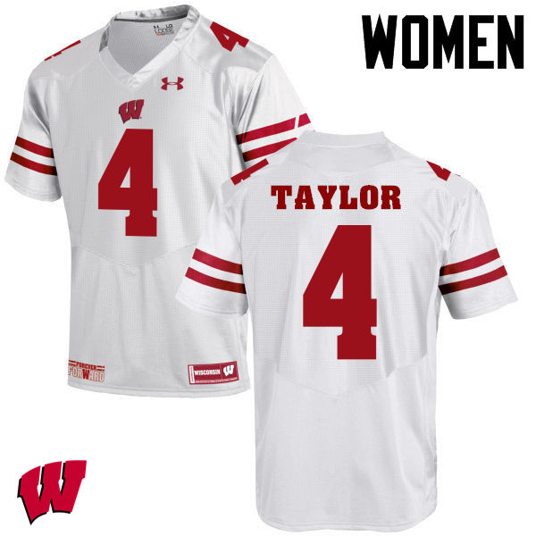 Women Winsconsin Badgers #4 A.J. Taylor College Football Jerseys-White